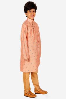 Boy's Kurta Pajama For Kids | Self | Silk | Churindar Pyajama | Traditional Ethnic Wear (S-192)