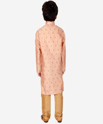 Boy's Kurta Pajama For Kids | Self | Silk | Churindar Pyajama | Traditional Ethnic Wear (S-192) 4