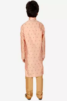 Boy's Kurta Pajama For Kids | Self | Silk | Churindar Pyajama | Traditional Ethnic Wear (S-192)