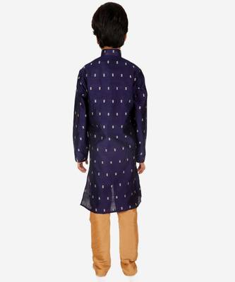 Boy's Kurta Pajama For Kids | Self | Silk | Churindar Pyajama | Traditional Ethnic Wear (S-192) 3