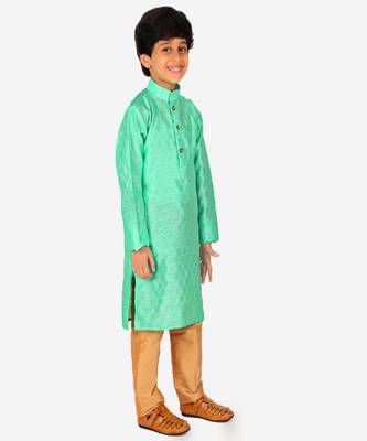 Boy's Kurta Pajama For Kids | Silk | Churindar Pyajama | Traditional Ethnic Wear (S-194) 4