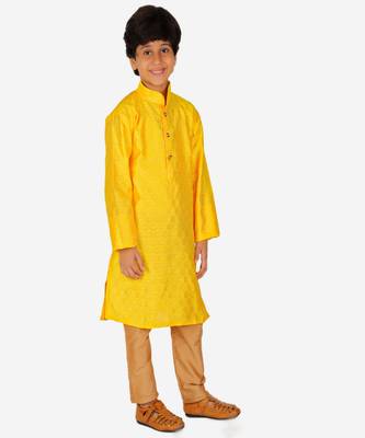 Boy's Kurta Pajama For Kids | Silk | Churindar Pyajama | Traditional Ethnic Wear (S-194) 2