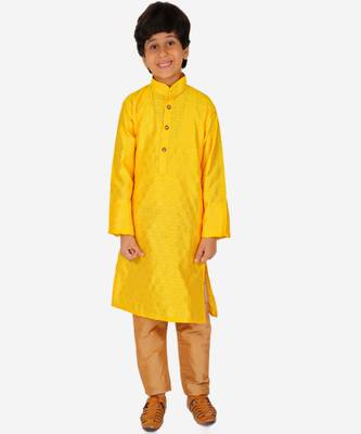 Boy's Kurta Pajama For Kids | Silk | Churindar Pyajama | Traditional Ethnic Wear (S-194) 3