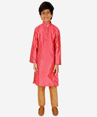 Boy's Kurta Pajama For Kids | Silk | Churindar Pyajama | Traditional Ethnic Wear (S-194) 3
