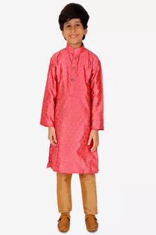 Boy's Kurta Pajama For Kids | Silk | Churindar Pyajama | Traditional Ethnic Wear (S-194)