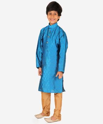 Boy's Kurta Pajama For Kids | Silk | Churindar Pyajama | Traditional Ethnic Wear (S-194) 2