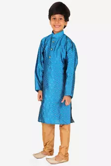 Boy's Kurta Pajama For Kids | Silk | Churindar Pyajama | Traditional Ethnic Wear (S-194)