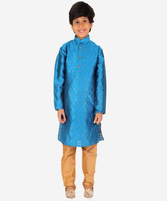 Boy's Kurta Pajama For Kids | Silk | Churindar Pyajama | Traditional Ethnic Wear (S-194) 3