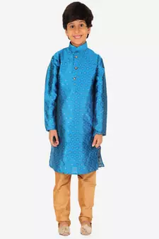 Boy's Kurta Pajama For Kids | Silk | Churindar Pyajama | Traditional Ethnic Wear (S-194)