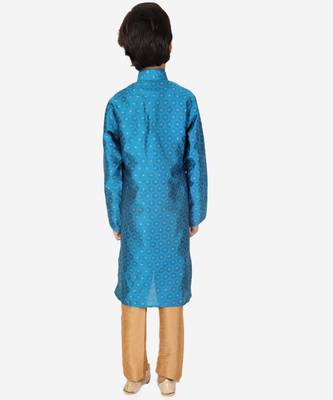 Boy's Kurta Pajama For Kids | Silk | Churindar Pyajama | Traditional Ethnic Wear (S-194) 4