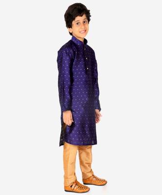Boy's Kurta Pajama For Kids | Silk | Churindar Pyajama | Traditional Ethnic Wear (S-194) 2