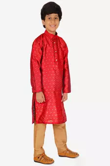 Boy's Kurta Pajama For Kids | Silk | Churindar Pyajama | Traditional Ethnic Wear (S-194)