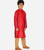 Boy's Kurta Pajama For Kids | Silk | Churindar Pyajama | Traditional Ethnic Wear (S-194)