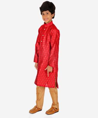 Boy's Kurta Pajama For Kids | Silk | Churindar Pyajama | Traditional Ethnic Wear (S-194) 2