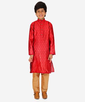 Boy's Kurta Pajama For Kids | Silk | Churindar Pyajama | Traditional Ethnic Wear (S-194) 4