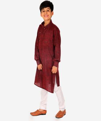 Boy's Kids Kurta Pajama Set | Solid | Cotton| Traditional Ethnic Wear | 1 To 16 Years | S-195 3