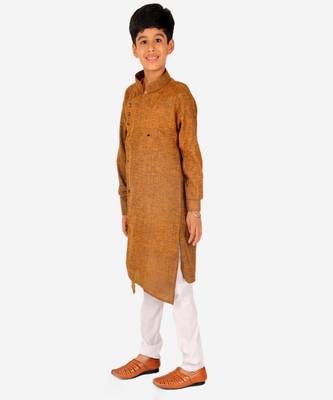 Boy's Kids Kurta Pajama Set | Solid | Cotton| Traditional Ethnic Wear | 1 To 16 Years | S-195 4