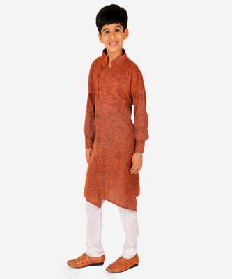 Boy's Kids Kurta Pajama Set | Solid | Cotton| Traditional Ethnic Wear | 1 To 16 Years | S-195 3