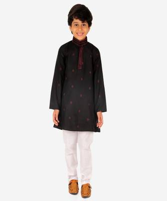 Boy's Kids Kurta Pajama Set | Dotted  | Cotton| Traditional Ethnic Wear | 1 To 16 Years | S-196 1