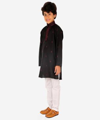 Boy's Kids Kurta Pajama Set | Dotted  | Cotton| Traditional Ethnic Wear | 1 To 16 Years | S-196 3
