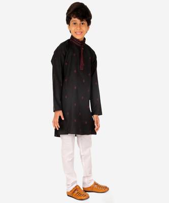 Boy's Kids Kurta Pajama Set | Dotted  | Cotton| Traditional Ethnic Wear | 1 To 16 Years | S-196 4