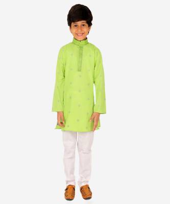 Boy's Kids Kurta Pajama Set | Dotted  | Cotton| Traditional Ethnic Wear | 1 To 16 Years | S-196 1