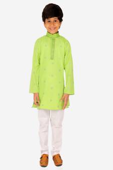 Boy's Kids Kurta Pajama Set | Dotted  | Cotton| Traditional Ethnic Wear | 1 To 16 Years | S-196