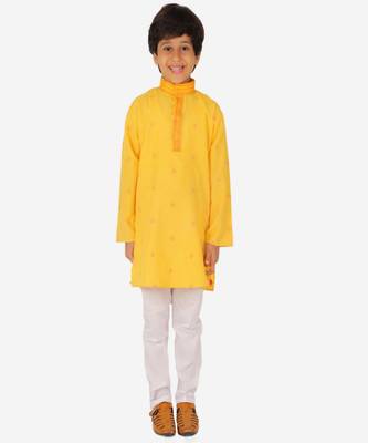 Boy's Kids Kurta Pajama Set | Dotted  | Cotton| Traditional Ethnic Wear | 1 To 16 Years | S-196 1