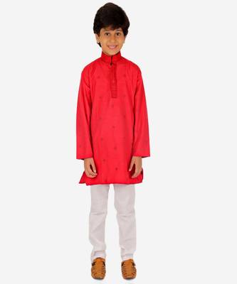 Boy's Kids Kurta Pajama Set | Dotted  | Cotton| Traditional Ethnic Wear | 1 To 16 Years | S-196 1