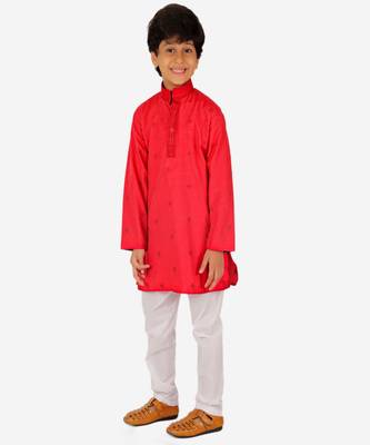 Boy's Kids Kurta Pajama Set | Dotted  | Cotton| Traditional Ethnic Wear | 1 To 16 Years | S-196 3