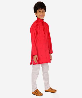 Boy's Kids Kurta Pajama Set | Dotted  | Cotton| Traditional Ethnic Wear | 1 To 16 Years | S-196 4
