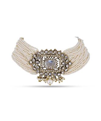 Rabihaat White Kundan Pendant Choker Set 1