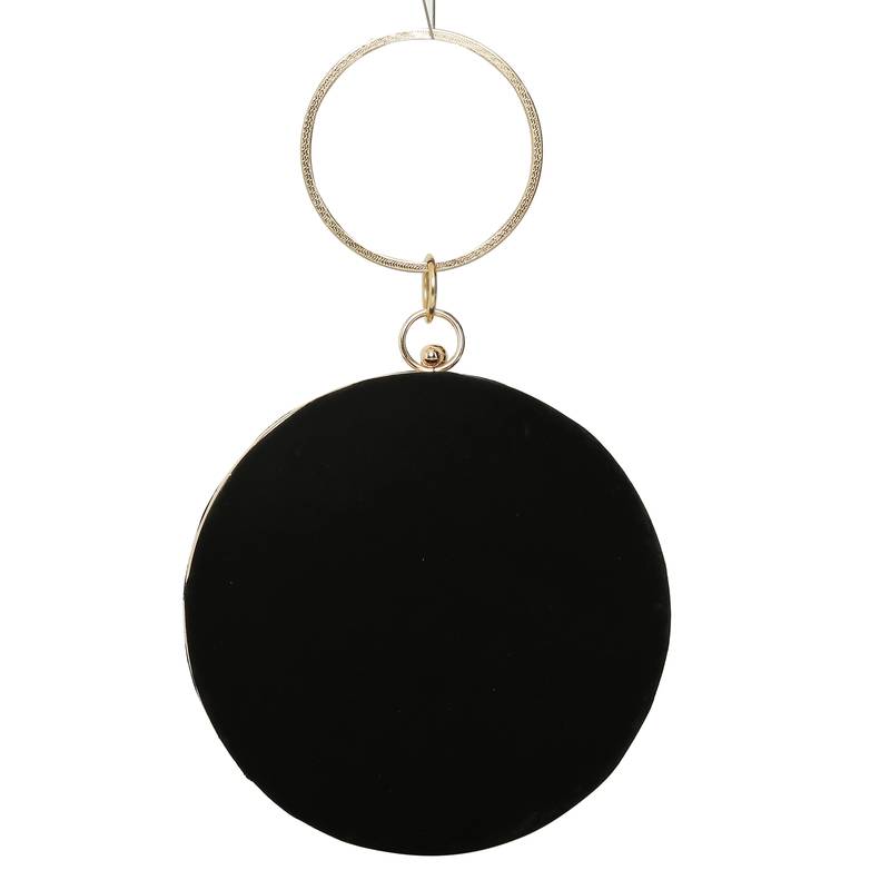 Worthyy Enterprises Embroidered Women's Round Shape Clutch (Black)