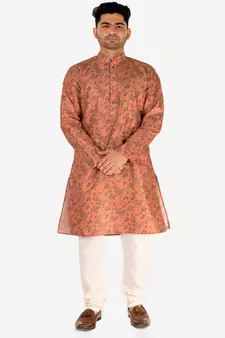 Developer Men's Silk Kurta Pajama | Mandarin Collar | Asymmetrical Style (A-107)