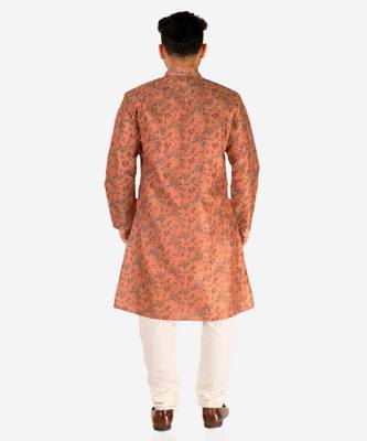 Developer Men's Silk Kurta Pajama | Mandarin Collar | Asymmetrical Style (A-107) 2