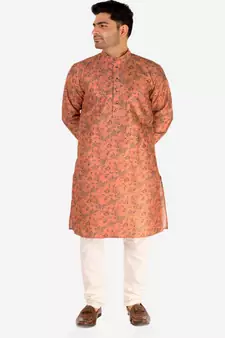 Developer Men's Silk Kurta Pajama | Mandarin Collar | Asymmetrical Style (A-107)