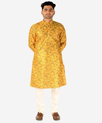 Developer Men's Silk Kurta Pajama | Mandarin Collar | Asymmetrical Style (A-107) 1