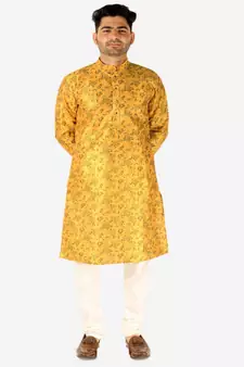 Developer Men's Silk Kurta Pajama | Mandarin Collar | Asymmetrical Style (A-107)