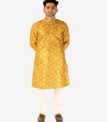 Developer Men's Silk Kurta Pajama | Mandarin Collar | Asymmetrical Style (A-107)