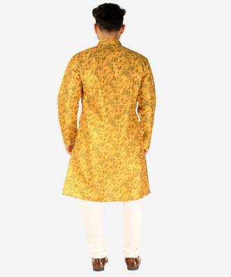 Developer Men's Silk Kurta Pajama | Mandarin Collar | Asymmetrical Style (A-107) 2
