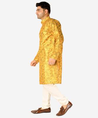 Developer Men's Silk Kurta Pajama | Mandarin Collar | Asymmetrical Style (A-107) 3