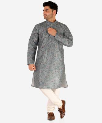 Developer Men's Silk Kurta Pajama | Mandarin Collar | Asymmetrical Style (A-107) 1