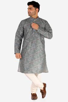 Developer Men's Silk Kurta Pajama | Mandarin Collar | Asymmetrical Style (A-107)