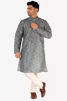 Developer Men's Silk Kurta Pajama | Mandarin Collar | Asymmetrical Style (A-107)