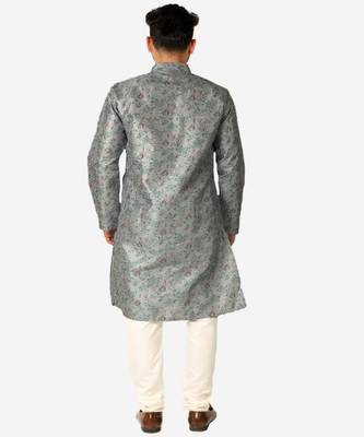 Developer Men's Silk Kurta Pajama | Mandarin Collar | Asymmetrical Style (A-107) 2