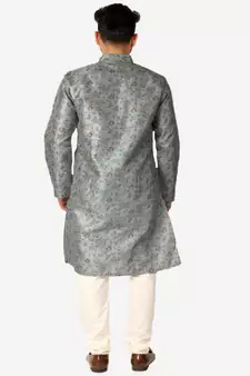 Developer Men's Silk Kurta Pajama | Mandarin Collar | Asymmetrical Style (A-107)