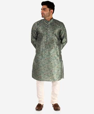 Developer Men's Silk Kurta Pajama | Mandarin Collar | Asymmetrical Style (A-107) 1