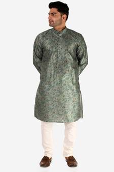 Developer Men's Silk Kurta Pajama | Mandarin Collar | Asymmetrical Style (A-107)