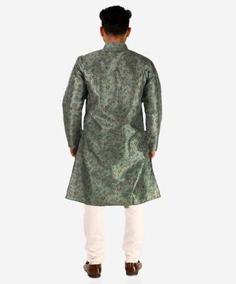 Developer Men's Silk Kurta Pajama | Mandarin Collar | Asymmetrical Style (A-107) 2