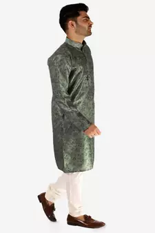 Developer Men's Silk Kurta Pajama | Mandarin Collar | Asymmetrical Style (A-107)